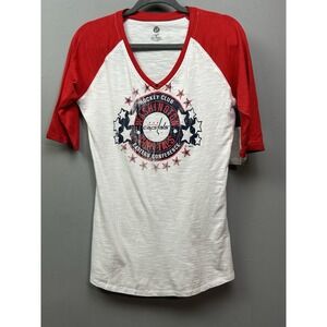 Washington Capitals Hockey Club T Shirt Womens Small Graphic V Neck New‎